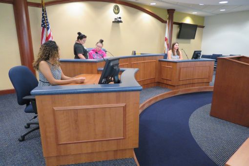 Students in the mock court room